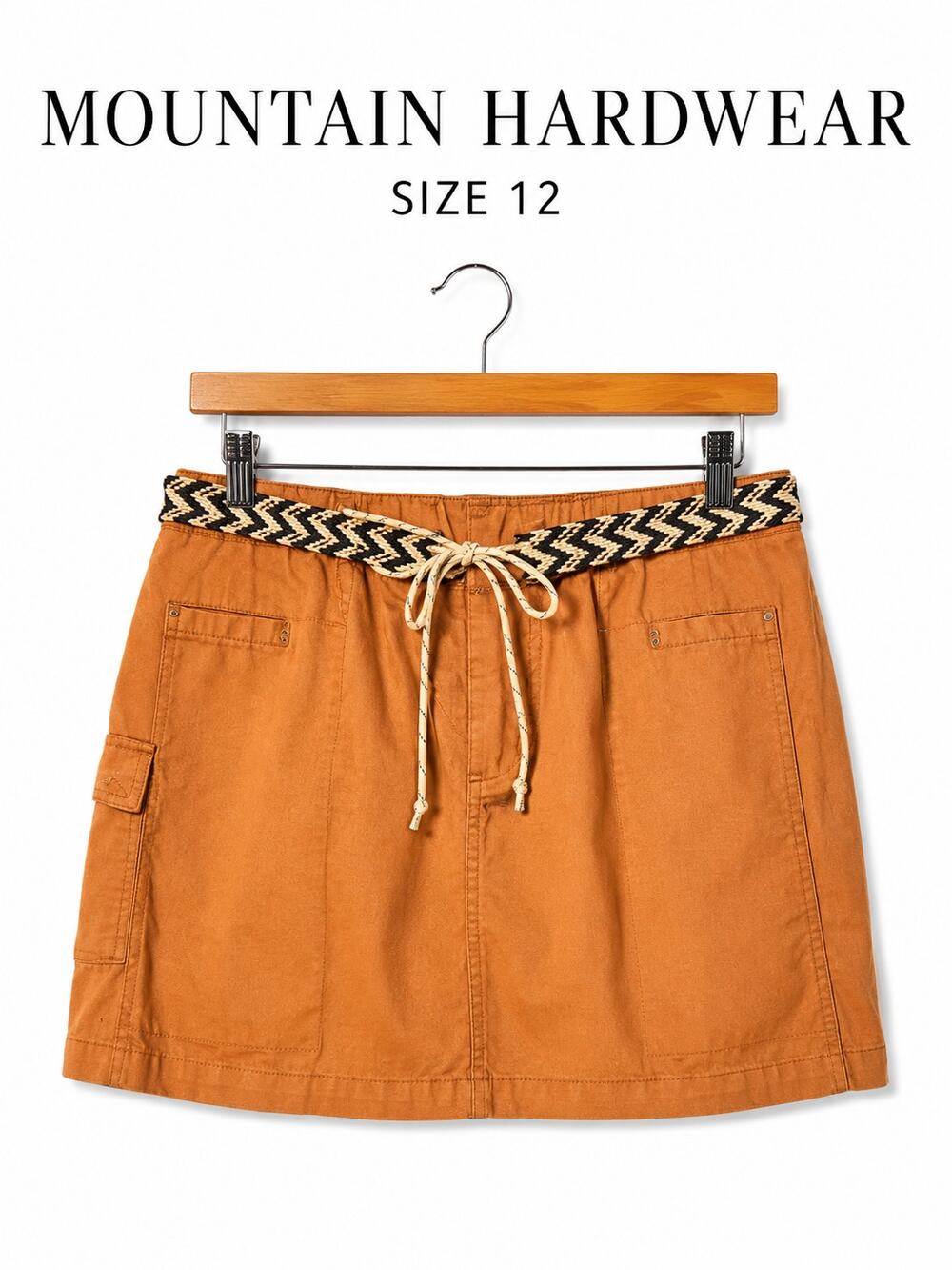 Mountain Hardwear Size 12 Utility Cargo Skirt Brown Outdoor Hiking Cotton Blend